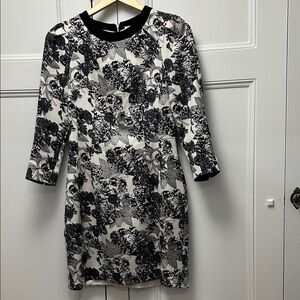 Elegant Black and White Floral Midi Dress